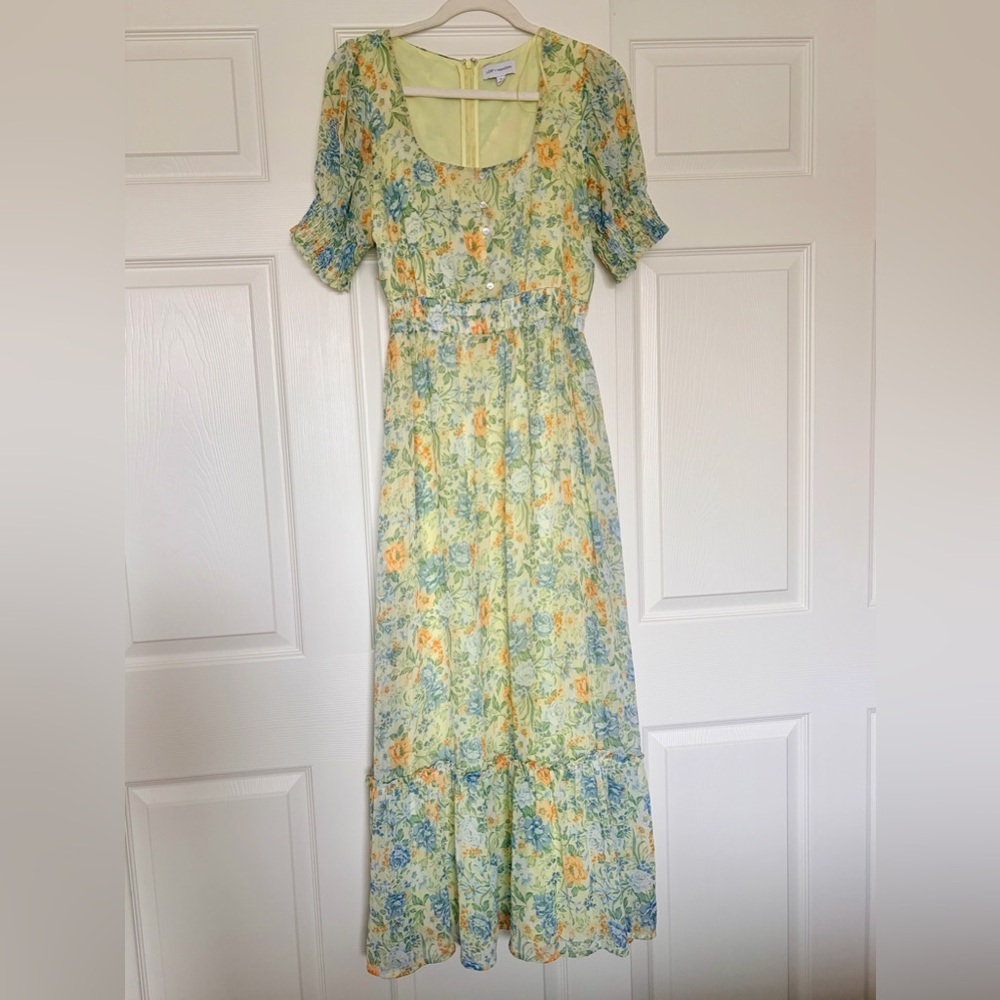 Lost + Wander Women's Floral Maxi Dress - Green, blue & golden yellow - Picture 2 of 7